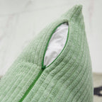 Home Brilliant Euro Sham Green Pillow Cover 26X26 Solid Plush Corduroy Striped Square Cushion Covers Summer Decorative For Livin