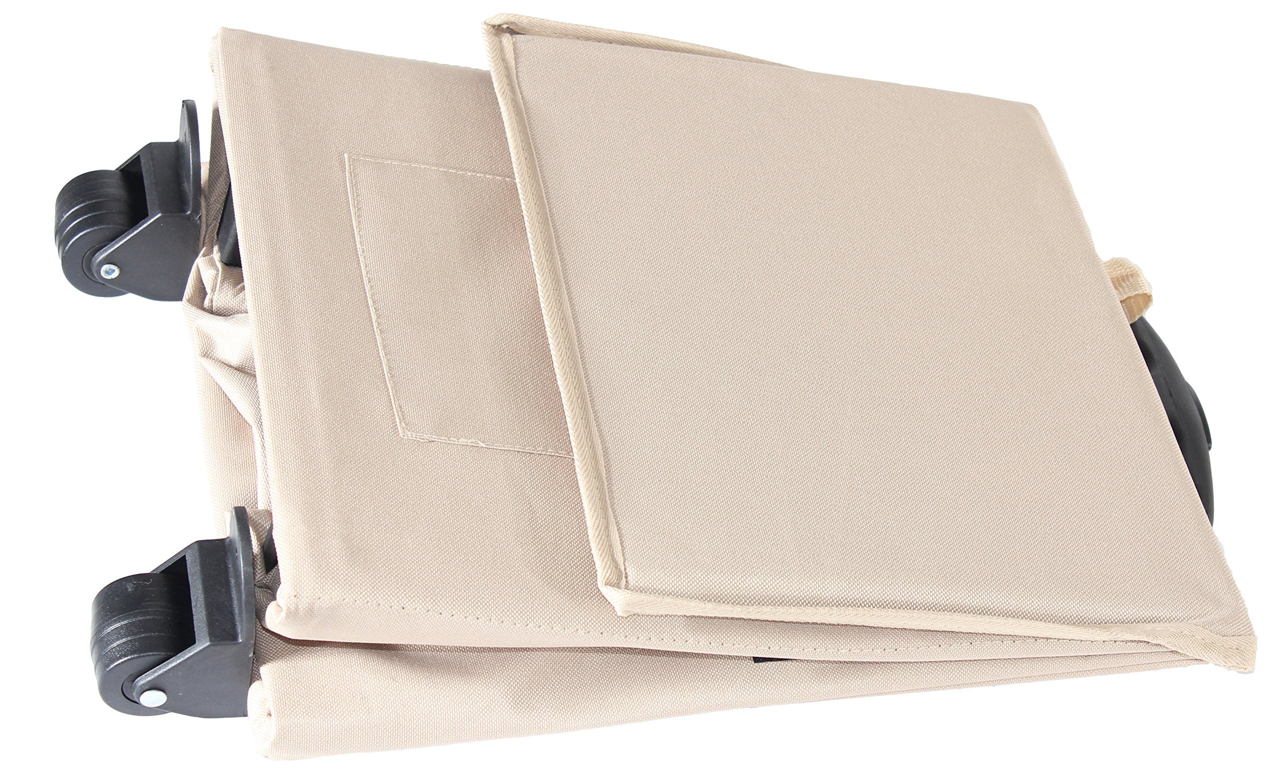 Dbest Products Smart Cart, Khaki Collapsible Rolling Utility Cart Basket Grocery Shopping Teacher Hobby Craft Art