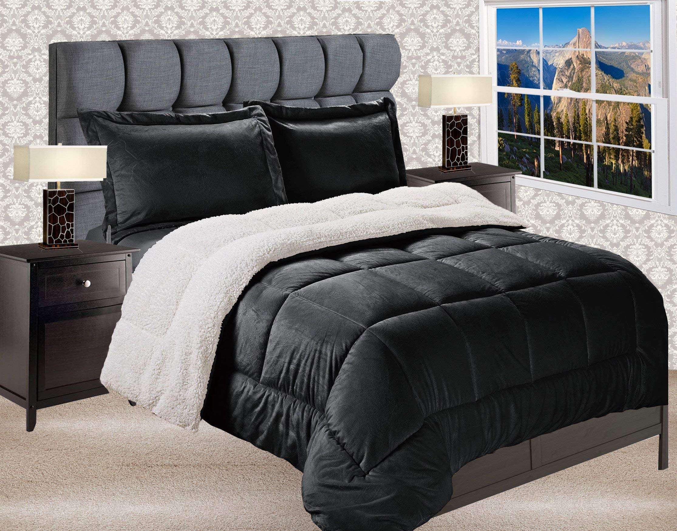 Elegant Comfort Softest, Coziest Premium Quality Heavy Weight Micromink Sherpa-Backing Reversible Down Alternative Micro-Suede 3