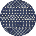 Nourison Grafix Moroccan Navy 8' X Round Area Rug, Easy Cleaning, Non Shedding, Bed Room, Living Room, Dining Room, Kitchen (8 R