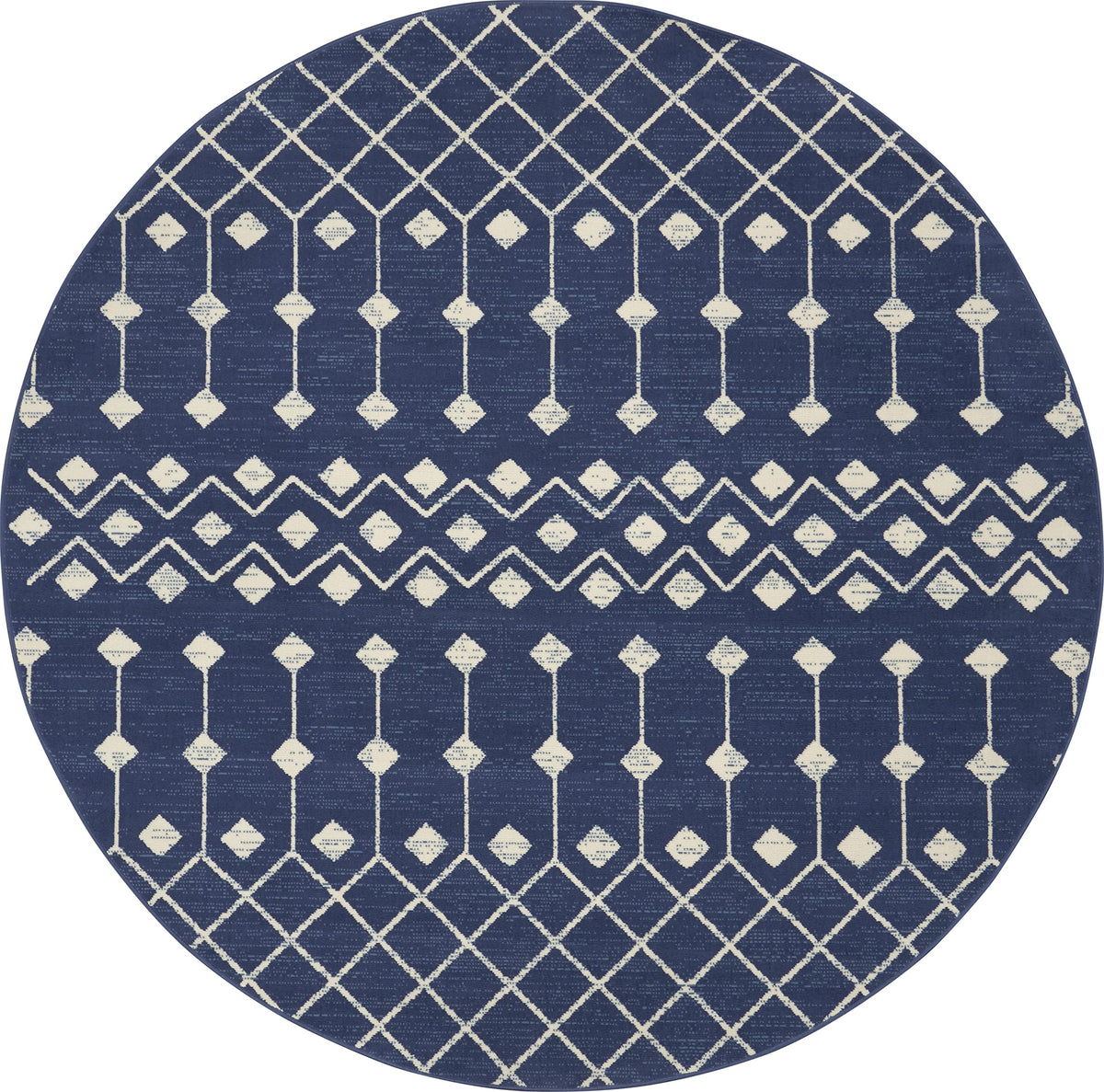 Nourison Grafix Moroccan Navy 8' X Round Area Rug, Easy Cleaning, Non Shedding, Bed Room, Living Room, Dining Room, Kitchen (8 R