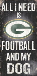 Fan Creations 878460038648 Green Bay Packers Wood Sign - Football and Dog 6x12, Navy, 6 x 12 (8.7846E+11)