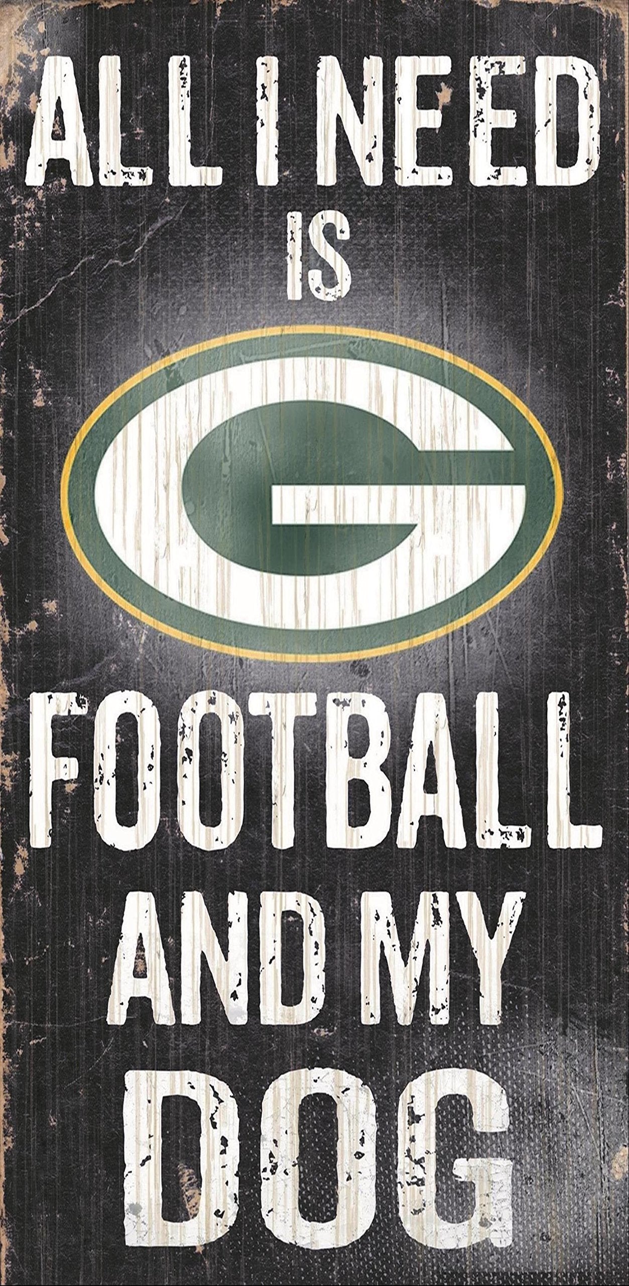 Fan Creations 878460038648 Green Bay Packers Wood Sign - Football and Dog 6x12, Navy, 6 x 12 (8.7846E+11)