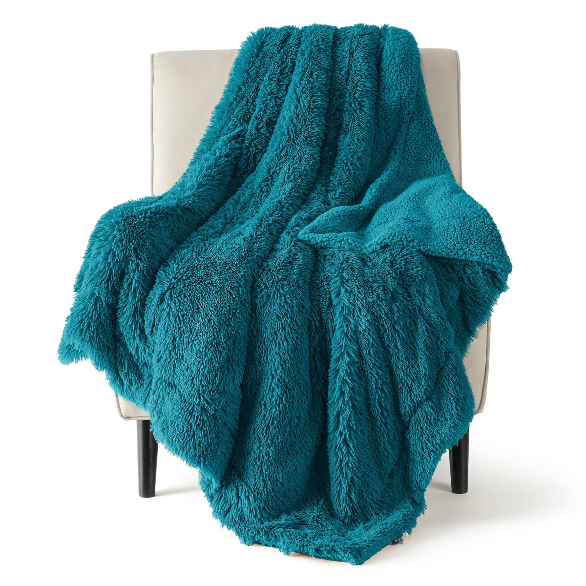 Bedsure Faux Fur Teal Throw Blanket - Fuzzy, Fluffy, And Shaggy Teal Blankets, Soft And Thick Sherpa, Cozy Warm Decorative Gift,