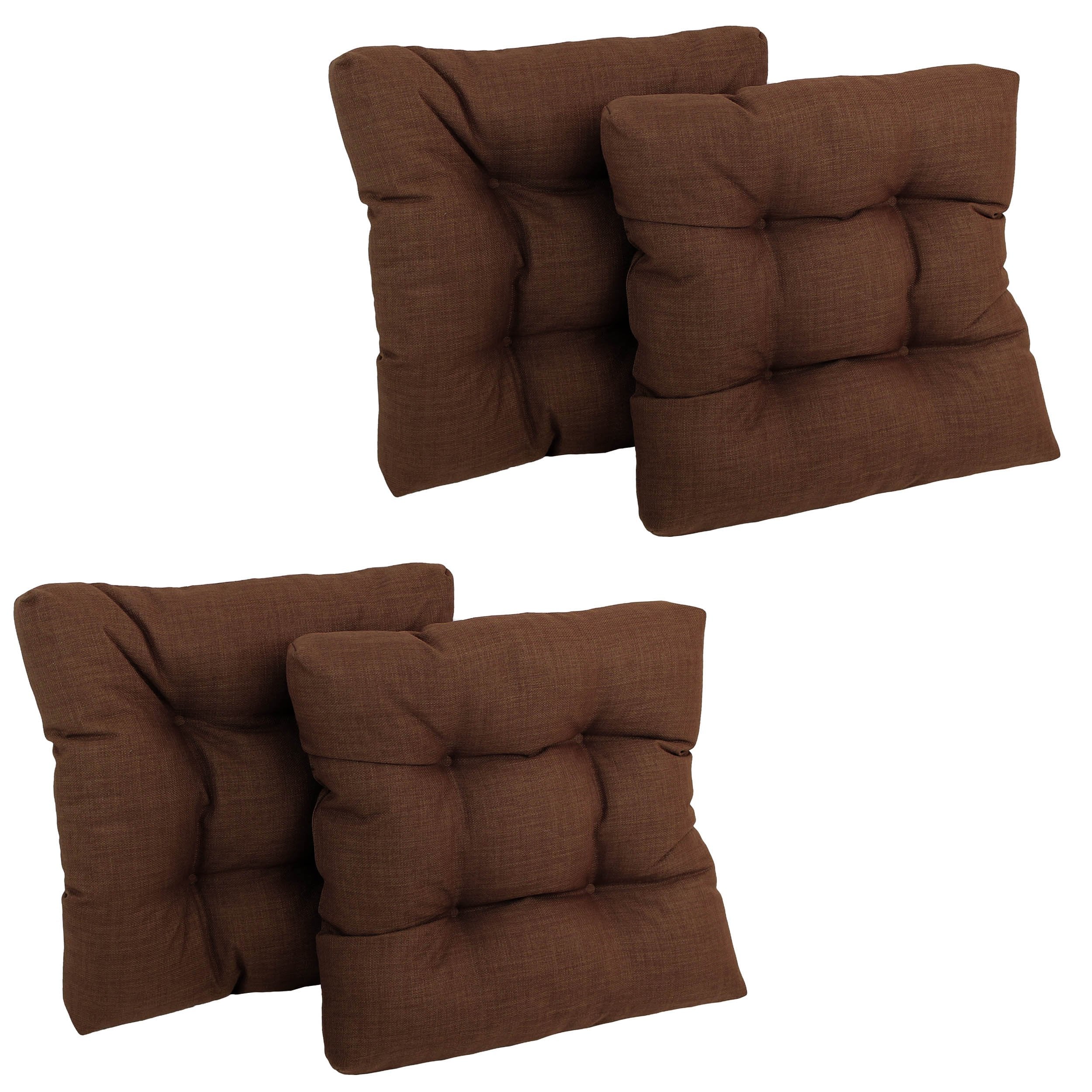 Blazing Needles Indoor/Outdoor Square Tufted Chair Cushion, 19 x 19, Cocoa 4 Count