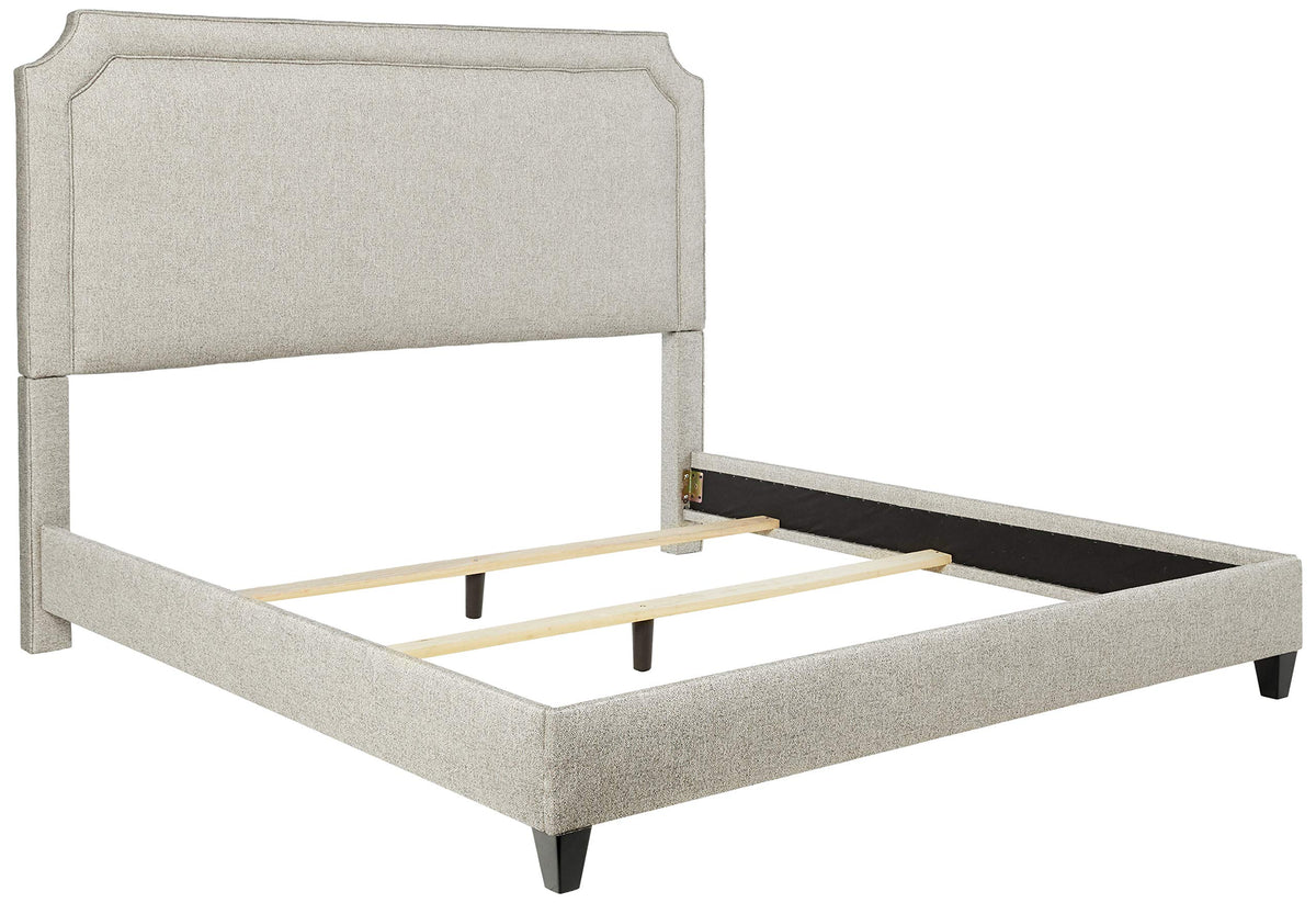 Leffler Home Midori Manor Belgrave Upholstered Bed With Rails And Footboard, King, Black And White