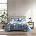 Eddie Bauer - King Quilt Set, Reversible Cotton Bedding With Matching Shams, Patchwork Plaid Home Decor (Hawthorne Blue, King)