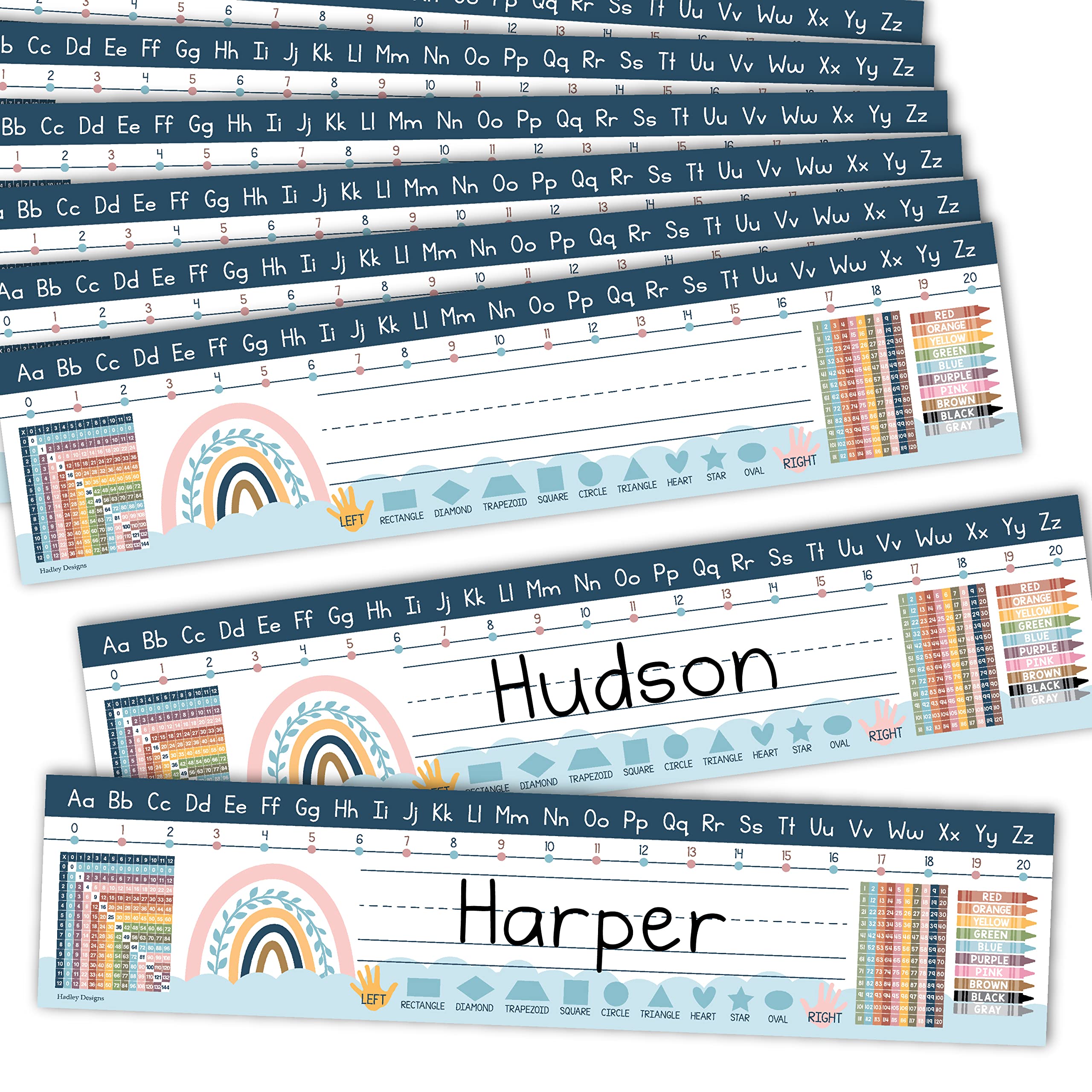 Hadley Designs 25 Boho Teacher Name Plate For Desk Classroom - Desk Name Tags Classroom Kindergarten, Student Desk Name Plates F