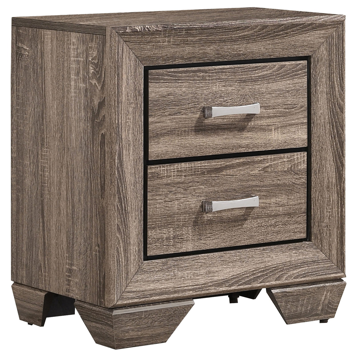 Coaster Home Furnishings Kauffman 2-Drawer Nightstand Bedside Table Composite Wood-Like Decorative Laminate Washed Taupe 204192