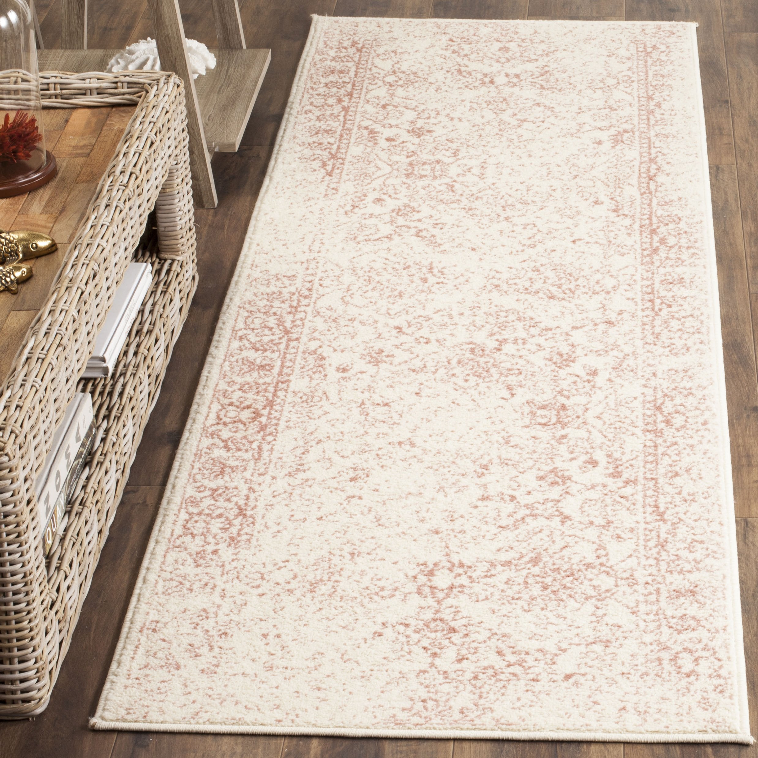 SAFAVIEH Adirondack Collection Runner Rug - 26 x 20, Ivory & Rose, Oriental Distressed Design, Non-Shedding & Easy Care, Ideal
