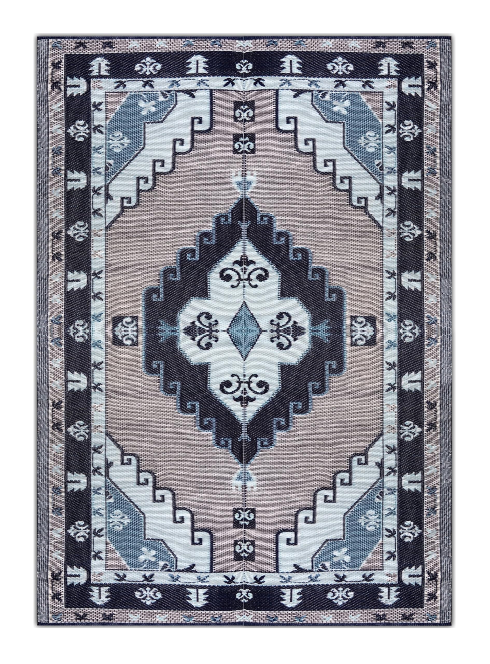Balajeesusa Outdoor Rug - 6X9 Feet, Blue, Grey, Reversible, Portable, Duarable, Waterproof, Plastic Straw Patio Rugs, Large Rv C