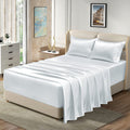 Homiest 4Pcs Extra Deep Pocket Satin Sheets King Size Bed Set, 18-24 Inch Deep Pocket Bed Sheets White Satin Sheet Set, Silky Sa