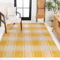 JONATHAN Y TSN203C-8 Sabine Traditional Farmhouse Bold Gingham Yellow/Cream 8 ft. x 10 ft. Indoor/Outdoor Area Rug for Backyard,