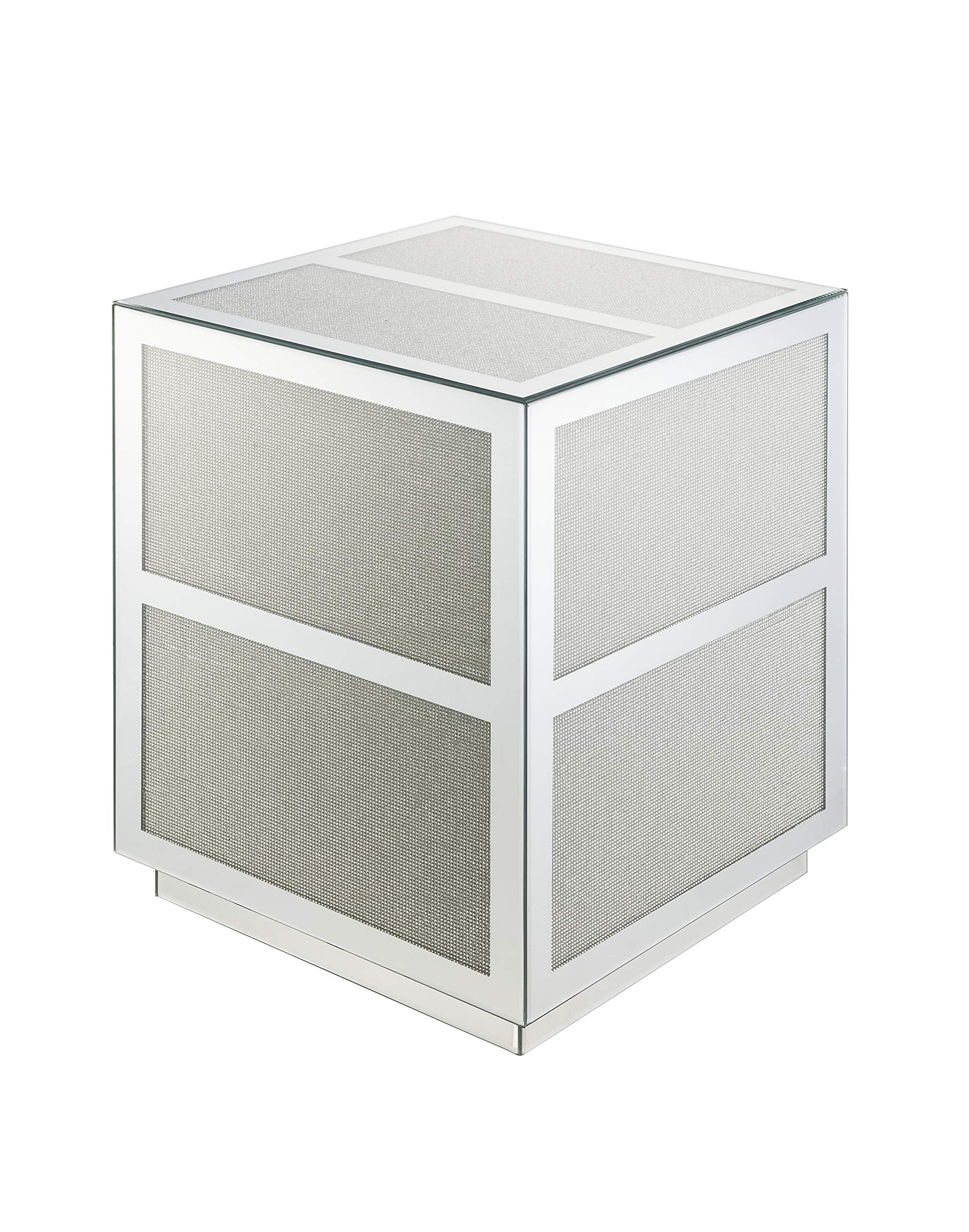 Acme Dominic Glass Rectangular 2-Drawer Nightstand with LED Light in Mirrored