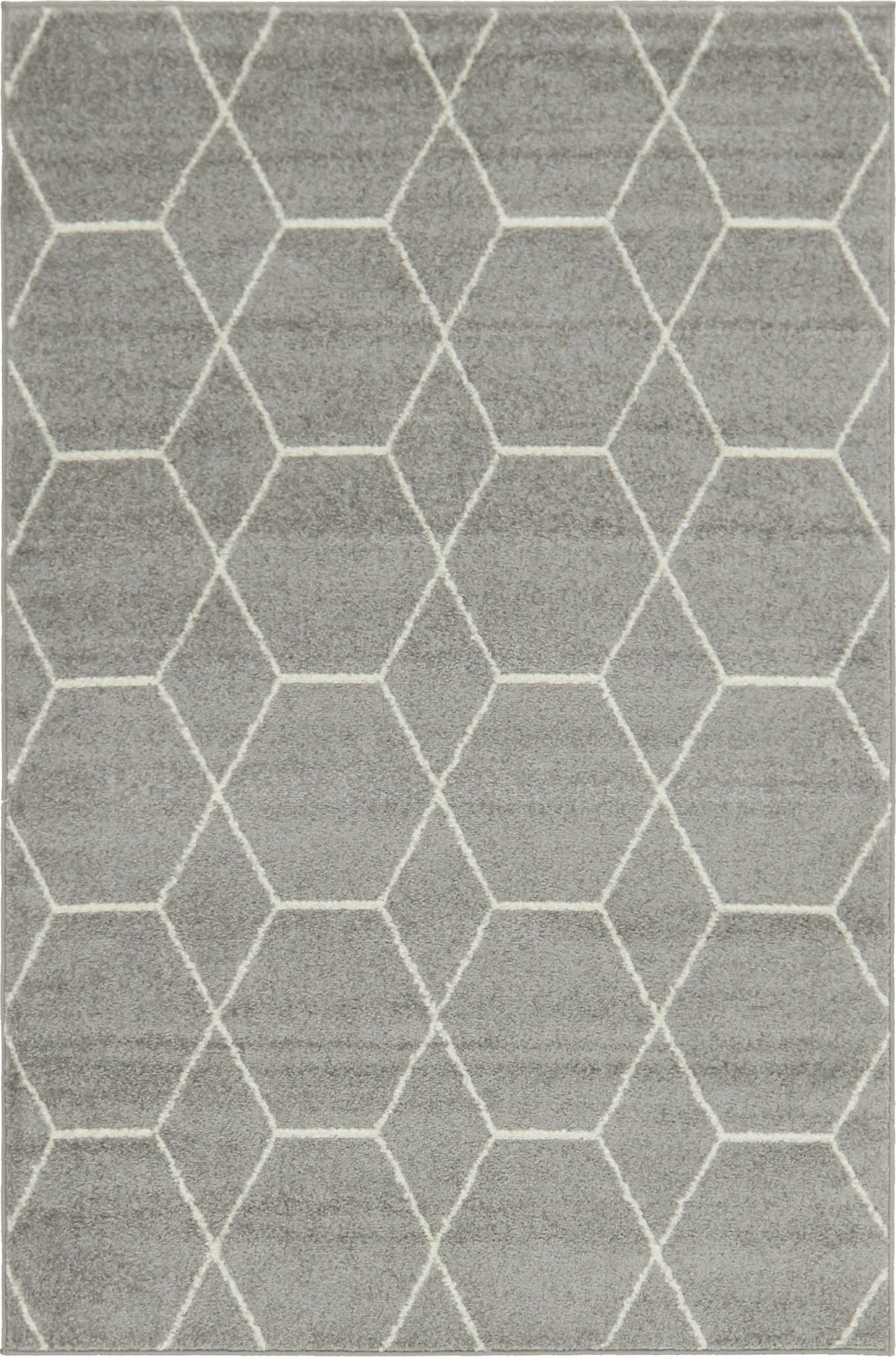 Unique Loom Trellis Frieze Collection Area Rug - Geometric (4 1 x 6 1, Light Gray/ Ivory)