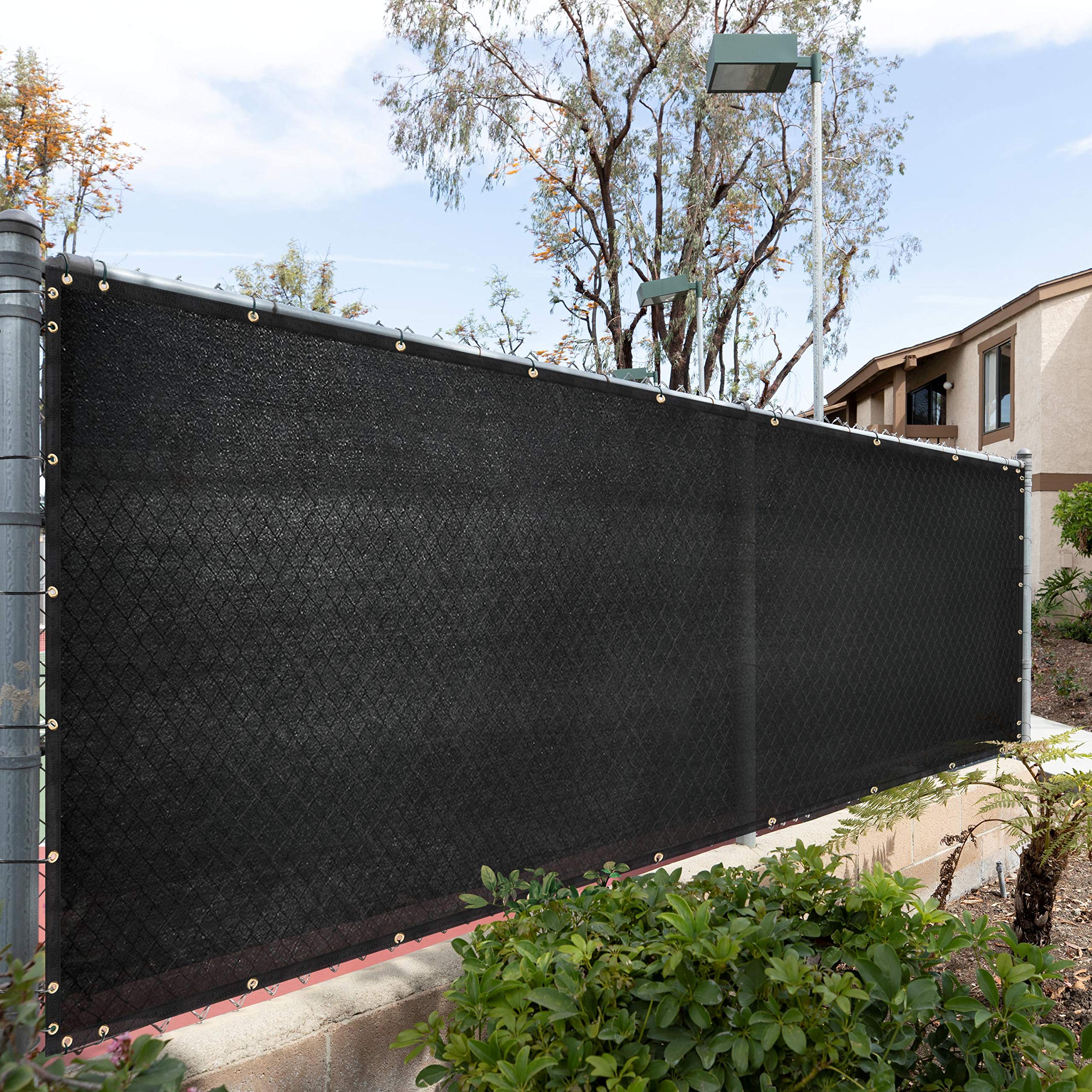Royal Shade Custom Size 4' X 9' Black Fence Privacy Screen Windscreen Cover Netting Mesh Fabric Cloth - Cable Zip Ties Included