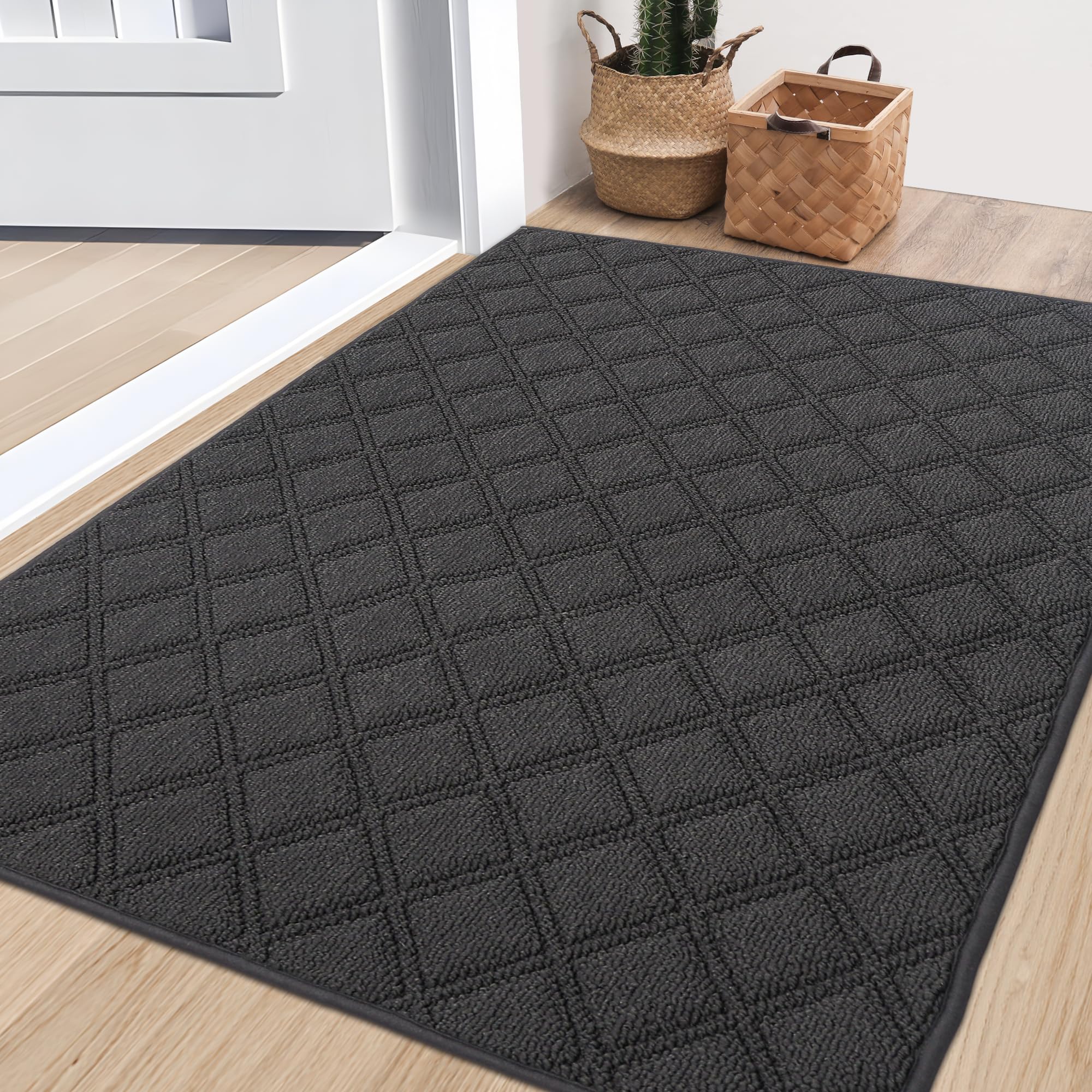 Beqhause Dirt Trapper Door Mat 32' X 48', Non-Slip Washable Doormats Welcome Mat, Dirt Resistant And Absorbent Entrance Mat, L