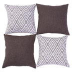 Hpuk Decorative Throw Pillow Covers Set Of 4 Dark Gray Geometric Design Linen Cushion Cover For Couch Sofa Living Room, 18'X18', Natural