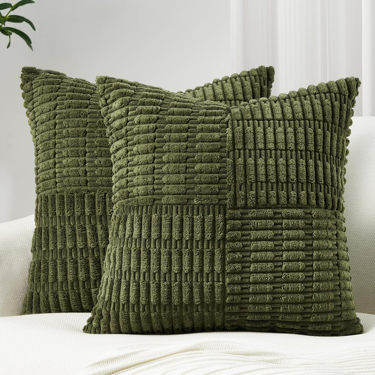 Topfinel Darkgreen Throw Pillow Covers 24X24 Inch Set Of 2 Modern Farmhouse Home Decor Pillow Covers For Spring Sofa Living Room