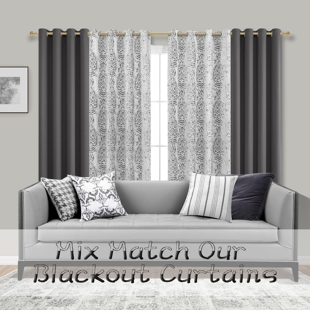 Mrs.Naturall Dark Grey Curtains 72 By 84 Living Room 2 Panels Blackout Room Darkening Curtains