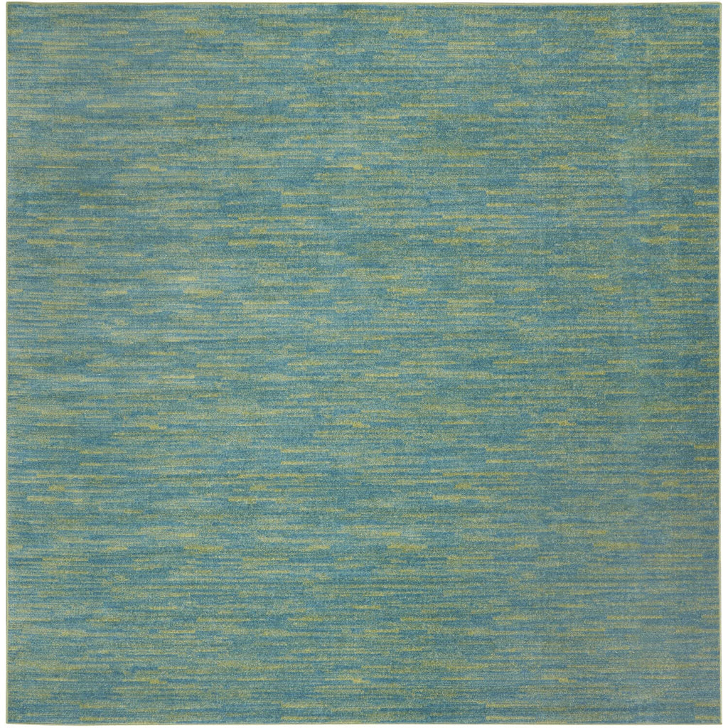 Nourison Essentials Indoor/Outdoor Blue Green 9' X Square Area -Rug, Easy -Cleaning, Non Shedding, Bed Room, Living Room, Dining Room, Backyard, Deck, Patio (9 Square)