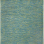 Nourison Essentials Indoor/Outdoor Blue Green 9' X Square Area -Rug, Easy -Cleaning, Non Shedding, Bed Room, Living Room, Dining Room, Backyard, Deck, Patio (9 Square)