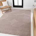 JONATHAN Y SCN104D-4 Nordby High-Low Geometric Arch Scandi Striped Taupe/Beige 4 ft. x 6 ft. Indoor/Outdoor Area Rug for Patio, 