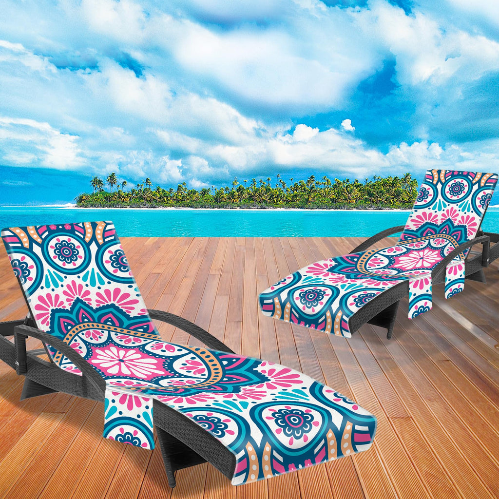 Ruikyhom Lounge Chair Towel Cover, Chaise Lounge Cover (Pack Of 2), Beach Chair Covers With 3 Pockets For Trips Beach Pool Garde