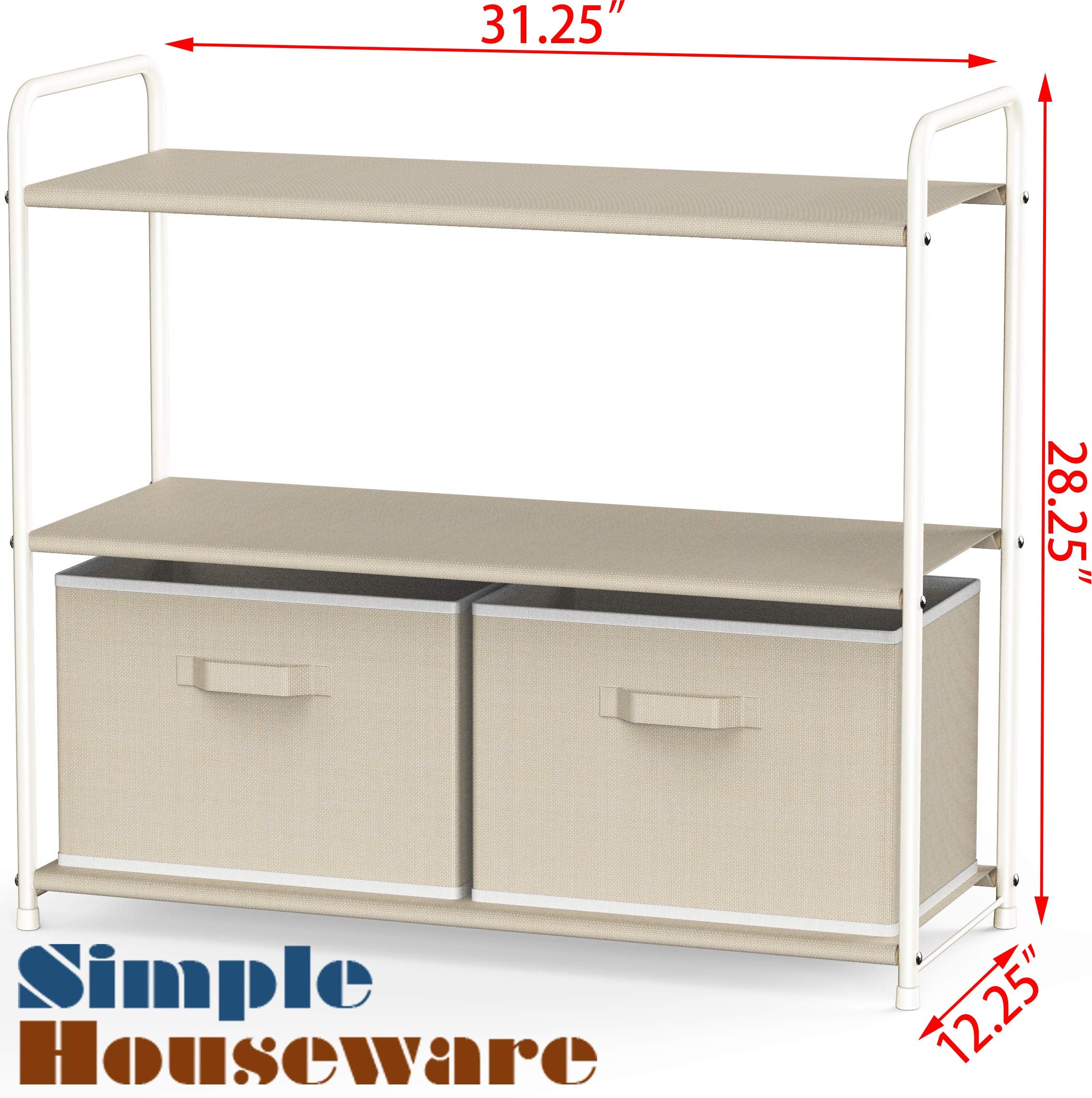 Simple Houseware 3-Tier Closet Storage With 2 Drawers, Beige