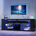 IRONCK Entertainment Center with Storage, 70.9 Inch Tall TV Stand with Power Outlet, LED Gaming TV Cabinet for PS4, Black TV Sta