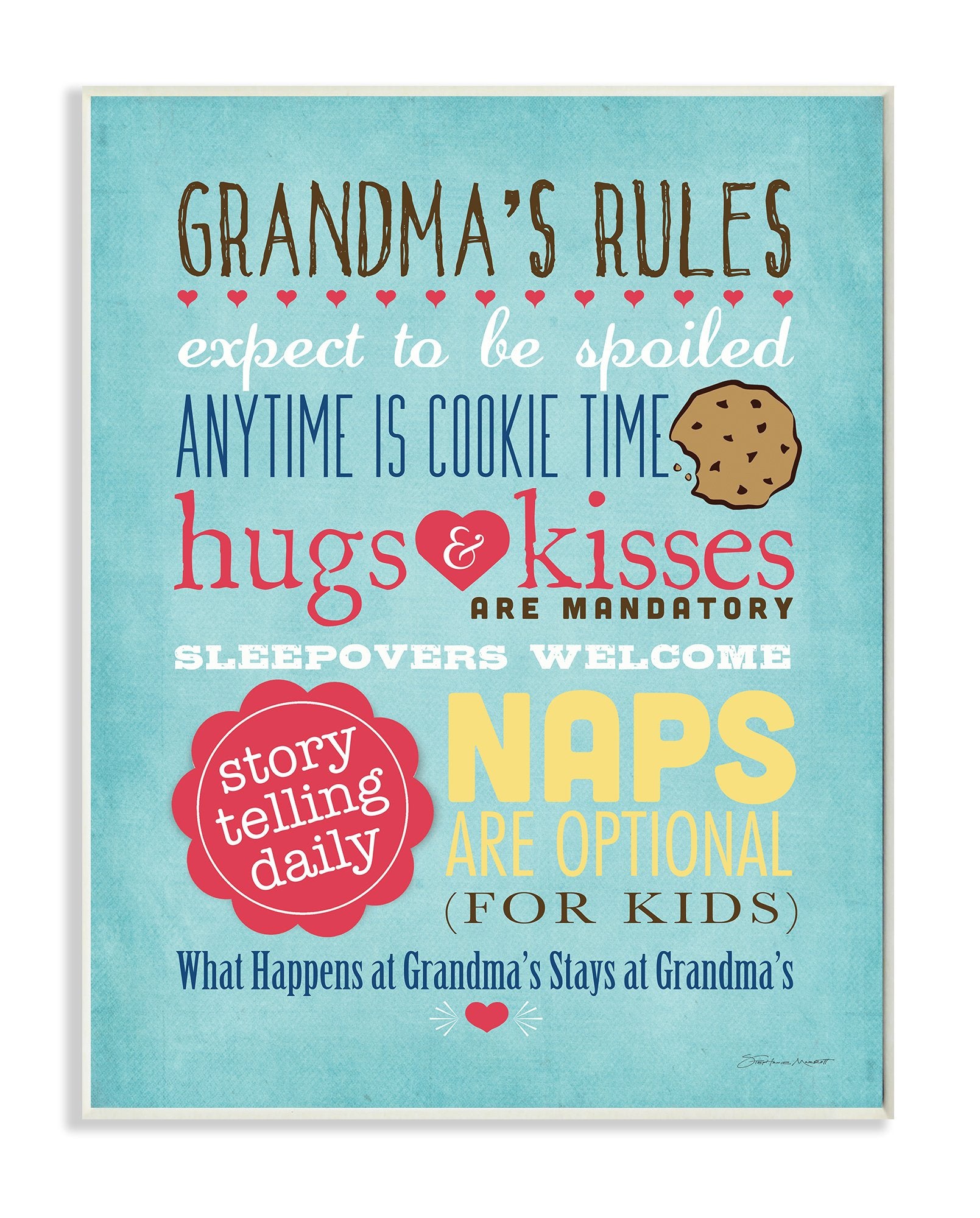 Stupell Industries Grandma's Rules with Icons Wall Plaque Art, 10 x 0.5 x 15, Multi-Color