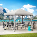 11 ft. x 11 ft. Gray and Black 2-tone Pop Up Portable Hexagon Steel Gazebo