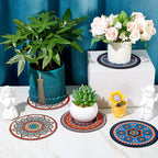 6 Pcs Boho Plant Pot Mat Absorbent Non Slip Round Pot Coaster Pad Gardening Indoor Outdoor Flower Plant Protect For Table Desk Floor, 5.9 Inches