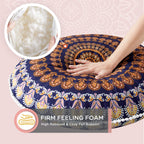 Codi Meditation Floor Pillows Set Of 2, Round Large Pillow Seating For Adults, Bohemian Mandala Circle Floor Cushion For Outdoor Fireplace Yoga Living Room, 32 Inch, Yellow Memory Foam Added