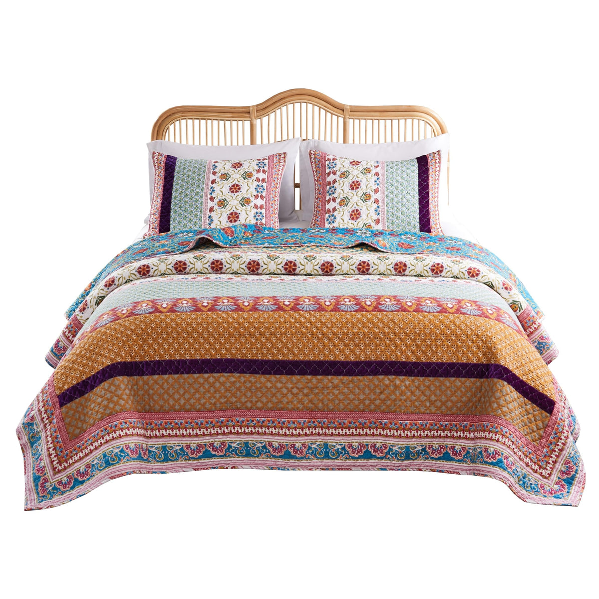 Greenland Home Thalia Quilted Bedding Set, 3-Piece Full/Queen, Tango, One Set