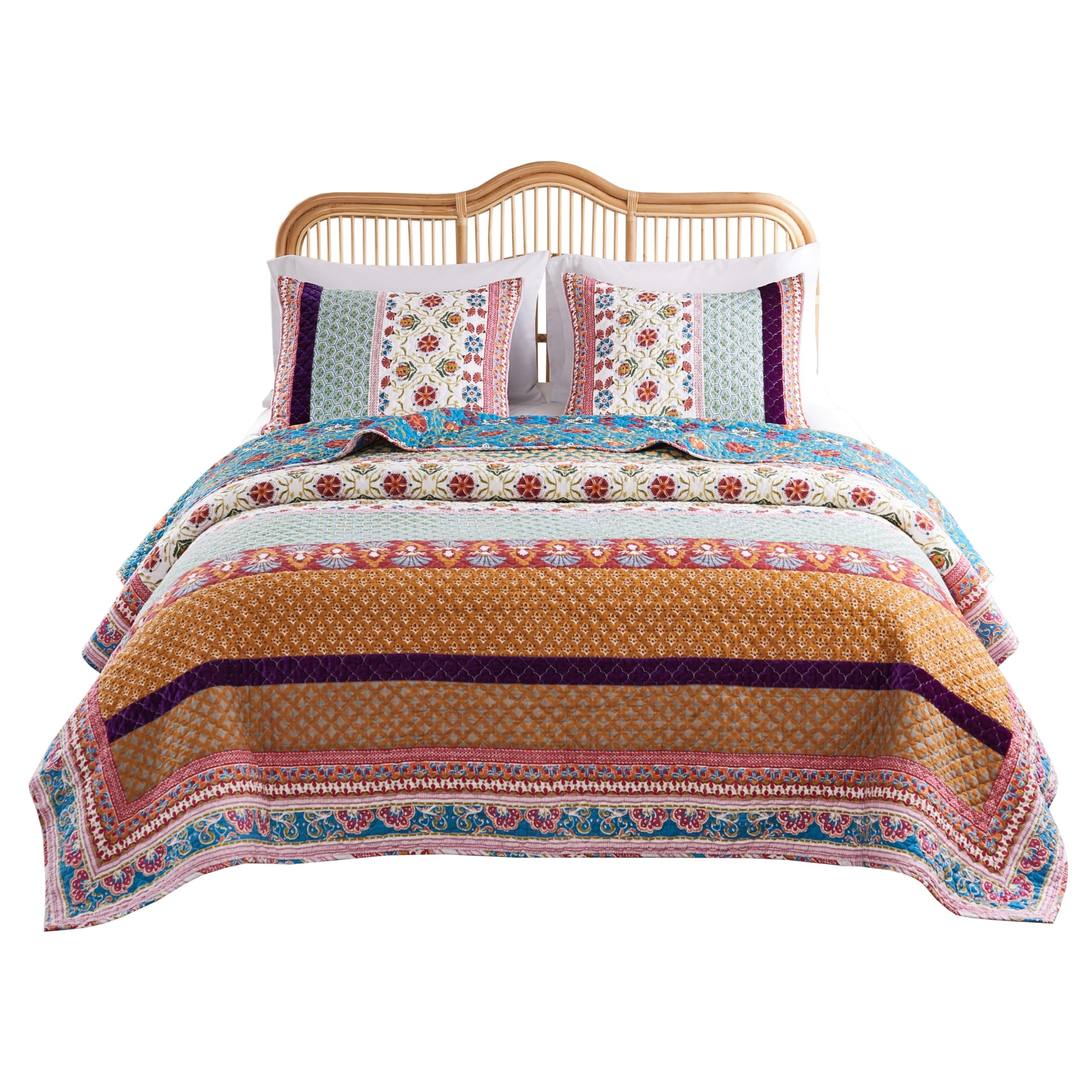 Greenland Home Thalia Quilted Bedding Set, 3-Piece Full/Queen, Tango, One Set