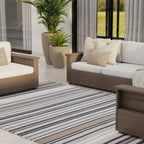 Mad Mats Outdoor/Indoor, Reversible Plastic Mat For Patio, Porch, Deck, Kitchen & Bath, Stripes (2.5' X 6', Cool Grey)