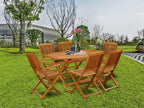 East West Furniture Dicm72Cana Diboll 7 Piece Patio Garden Set Consist Of An Oval Outdoor Acacia Wood Dining Table And 2 Folding Arm 4 Side Chairs, 36X60 Inch, Natural Oil