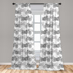 Ambesonne Motorcycle Window Curtains Pack Of 2, Realistic Grayscale Illustration Of Classic Motorcycles Many Details, Lightweigh