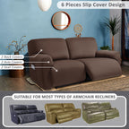 ULTICOR Reclining 2 Seater Sofa Slipcover, Jacquard, Extra Wide 75"-100", Chocolate