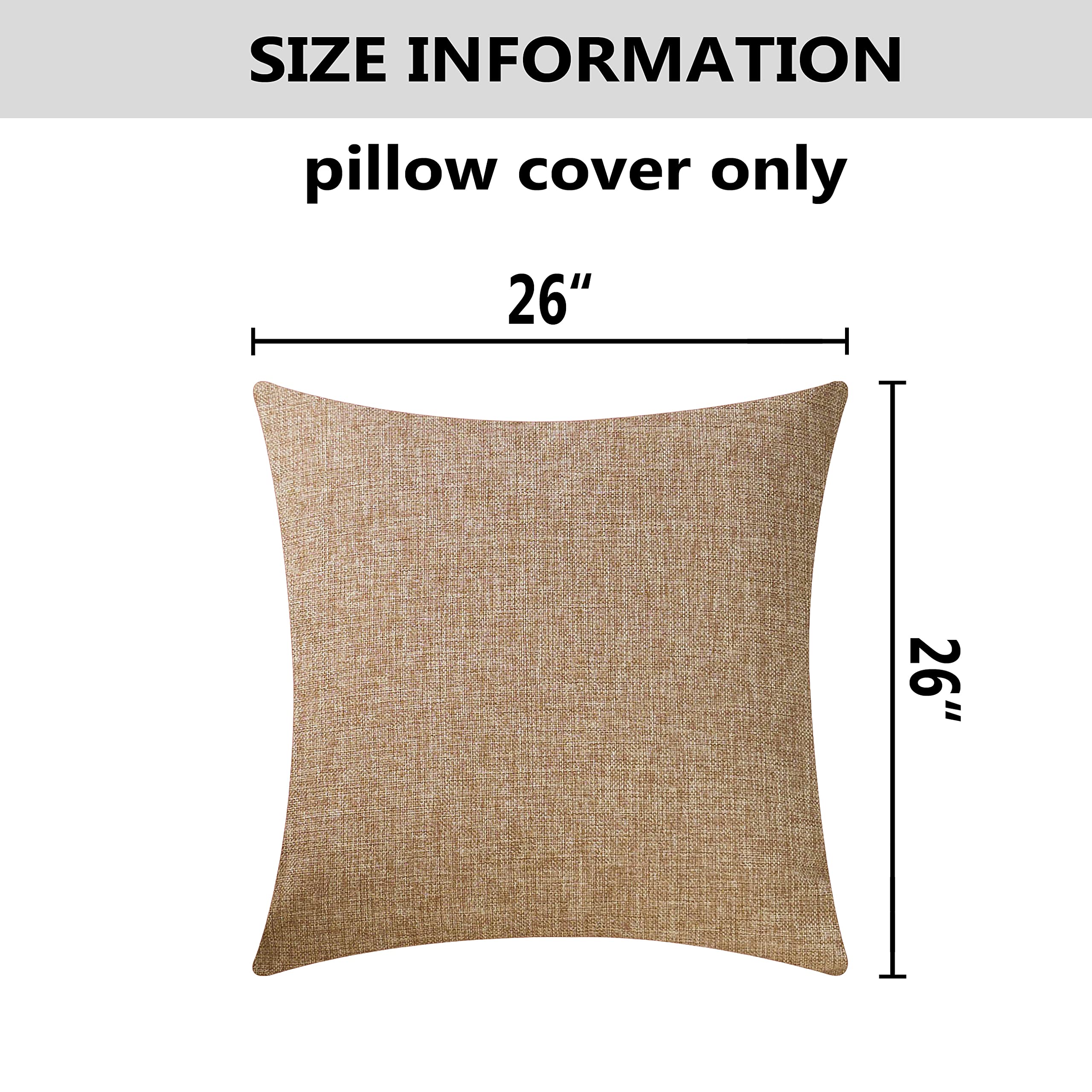 Home Brilliant Decoration Linen Set Of 2 Large Pillow Covers Cushion Covers For Living Room Couch Patio, 26X 26 Inch(66Cm), Natu