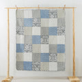 Sweet Dreams 50' X 60' Cotton Quilted Throw Blanket, Blue And Gray Cottage Throw Quilt For Couch, Lightweight Pieced Patchwork