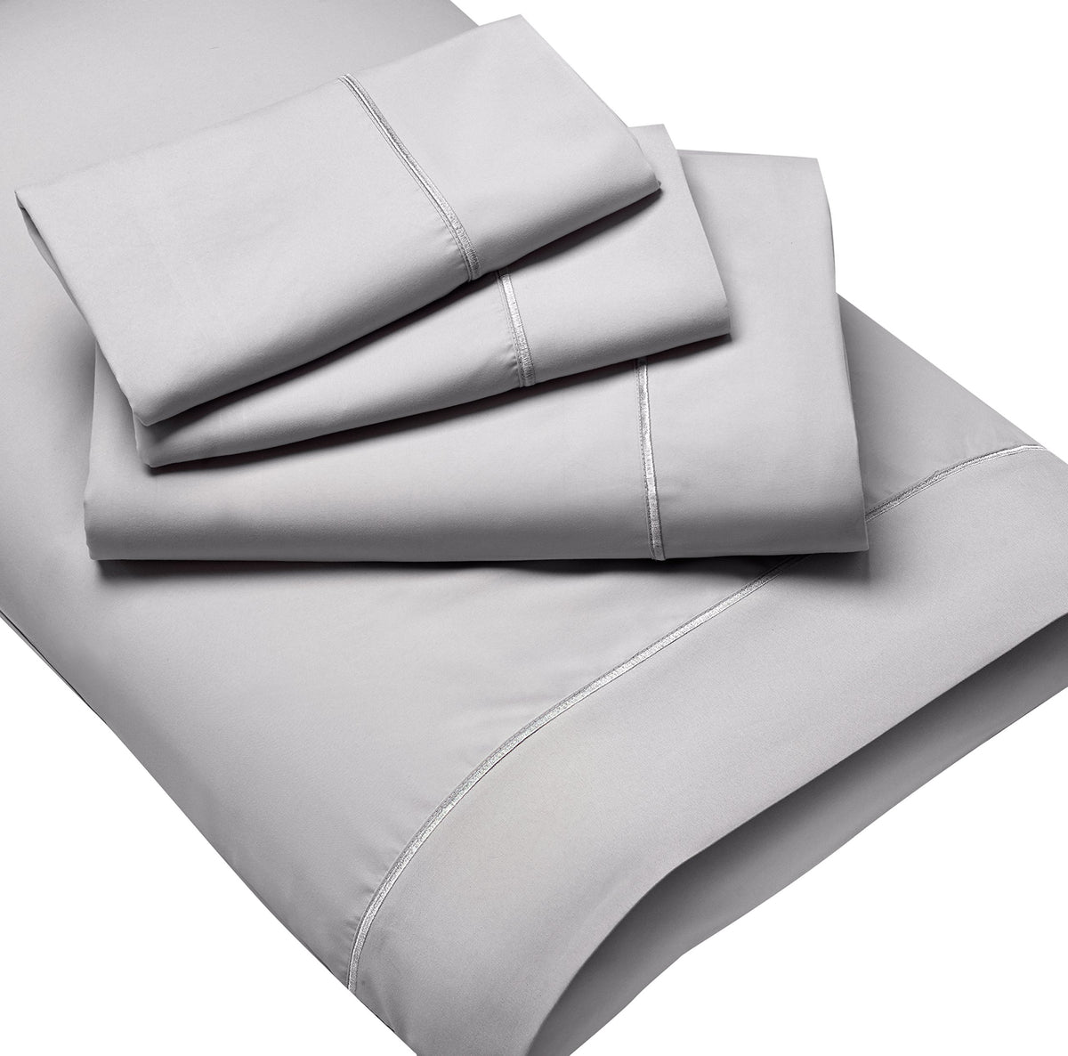 Fabrictech International Luxury Microfiber Wrinkle Resistant 4-Piece Sheet Set, Queen, Dove Gray