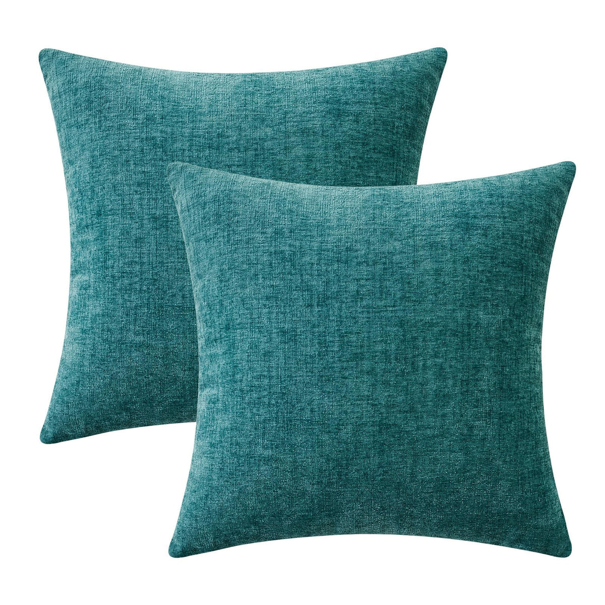 Miulee Pack Of 2 Couch Throw Pillow Covers 22X22 Inch Soft Teal Chenille Pillow Covers For Sofa Living Room Solid Dyed Pillow Ca