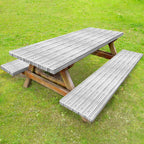 Boao 3 Pcs Vinyl Picnic Table And Bench Fitted Tablecloth Cover Set 6 Ft 30 X 72 Inch Flannel Backing Rectangular Elastic Edged Picnic Table Cover For Summer Outdoor Patio Travel (Birch)
