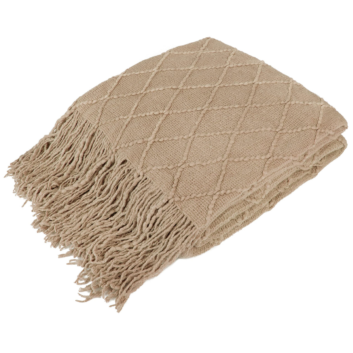 Pavilia Tan Taupe Knit Throw Blanket Couch, Soft Knitted Boho Farmhouse Home Decor Woven Throw, Cozy Decorative Afghan Bed Sofa,