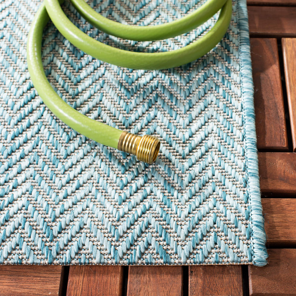 Safavieh Courtyard Collection 2'3' X 14' Aqua/Grey Cy8022 Indoor/ Outdoor Patio Backyard Mudroom Runner Rug