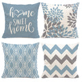 Hexagram Blue Geometric Pillow Covers 16X16 Set Of 4,Decorative Aqua Boho Couch Throw Pillow Cover For Sofa Bedroom, Farmhouse C