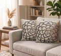 Dekor World Beige Cotton Velvet Rose Bronze Print Cushion Cover (Pack Of 2) 40X40 Cm (16X16 Inches)