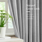 Fmfunctex Linen Pinch Pleated Curtains 84 Inches Long For Living Room, Dove Grey Semi Sheer Pleat Drapes For Bedroom With Hooks,
